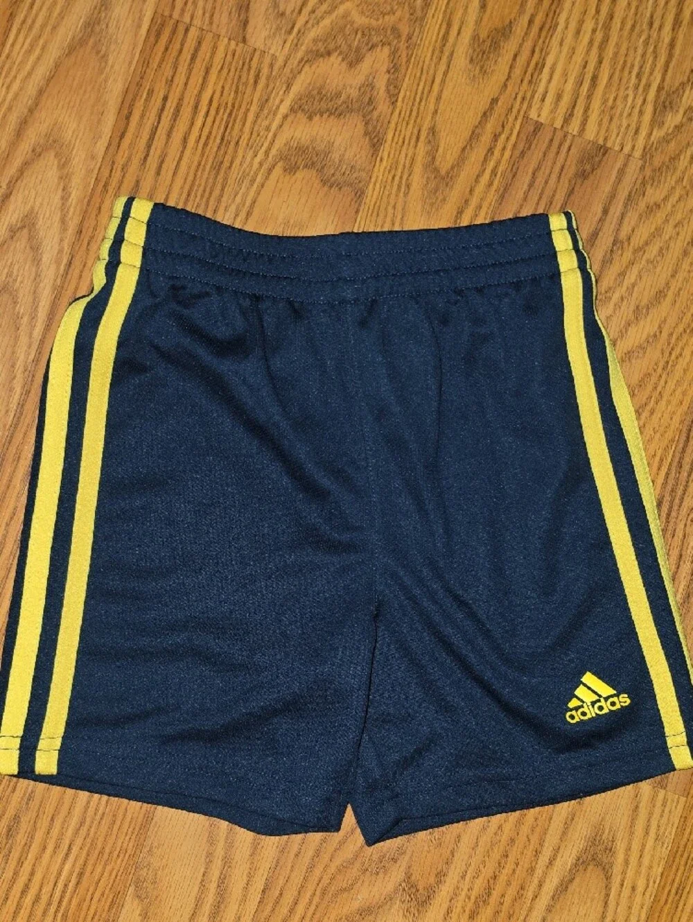 adidas Yellow Graphic Basketball Tee with Navy Shorts